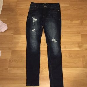 Dark wash high waisted ripped jeans